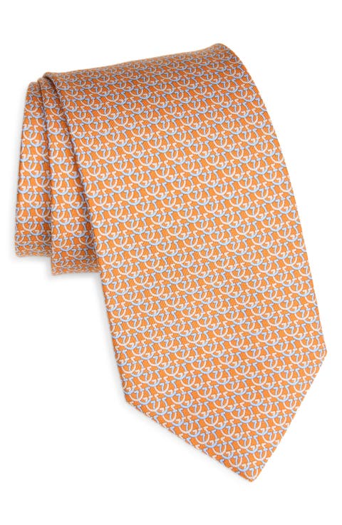 Cerchio Gancini Print Silk Tie