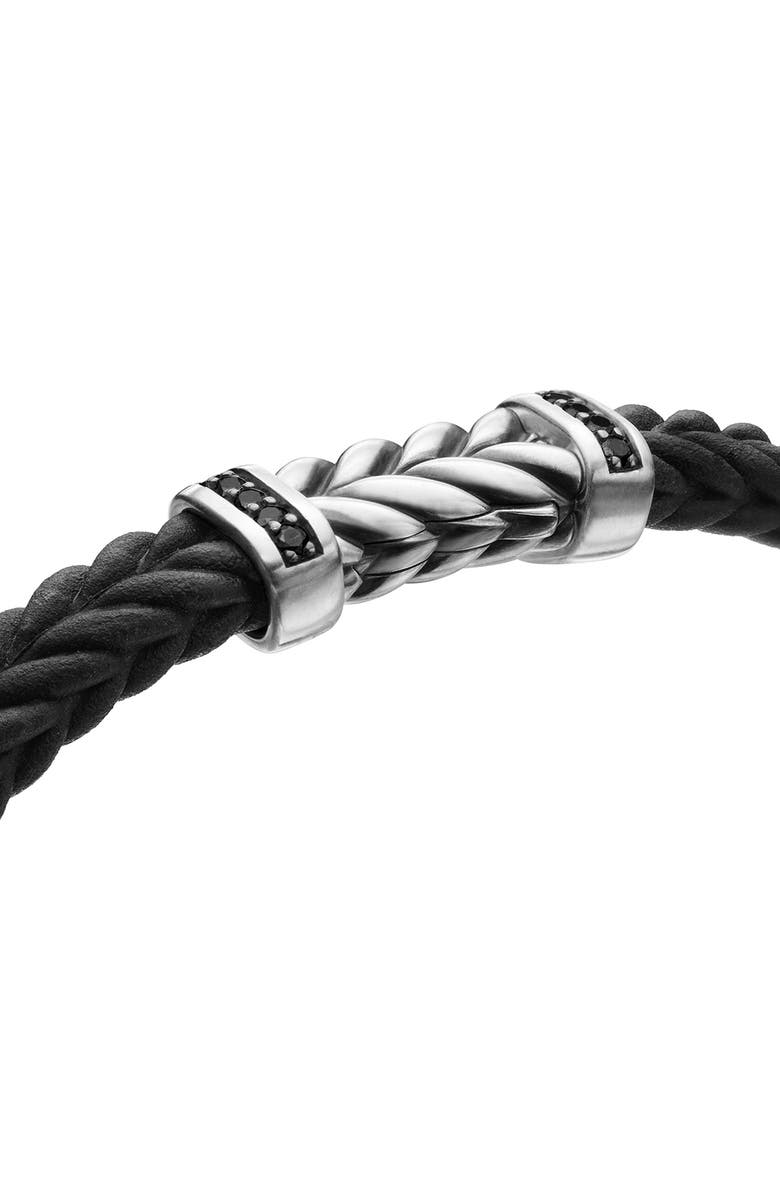 David Yurman Men's Chevron Bracelet in Black Rubber with Black Diamonds & Sterling Silver, 6mm, Alternate, color, 