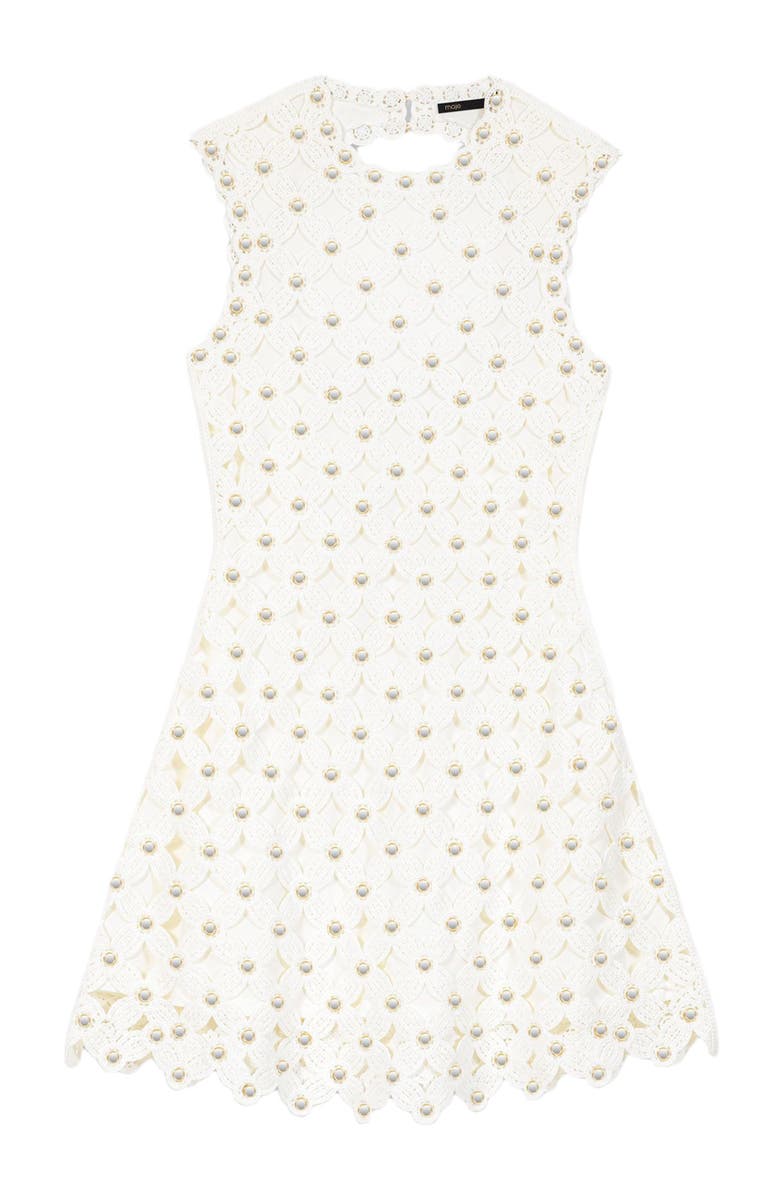 maje Mirrored crochet dress, Alternate, color, White