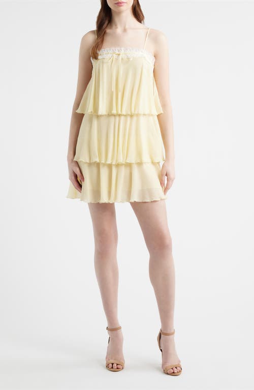 LoveShackFancy Cedra Layered Ruffle Dress in Butter Lemon at Nordstrom, Size 8
