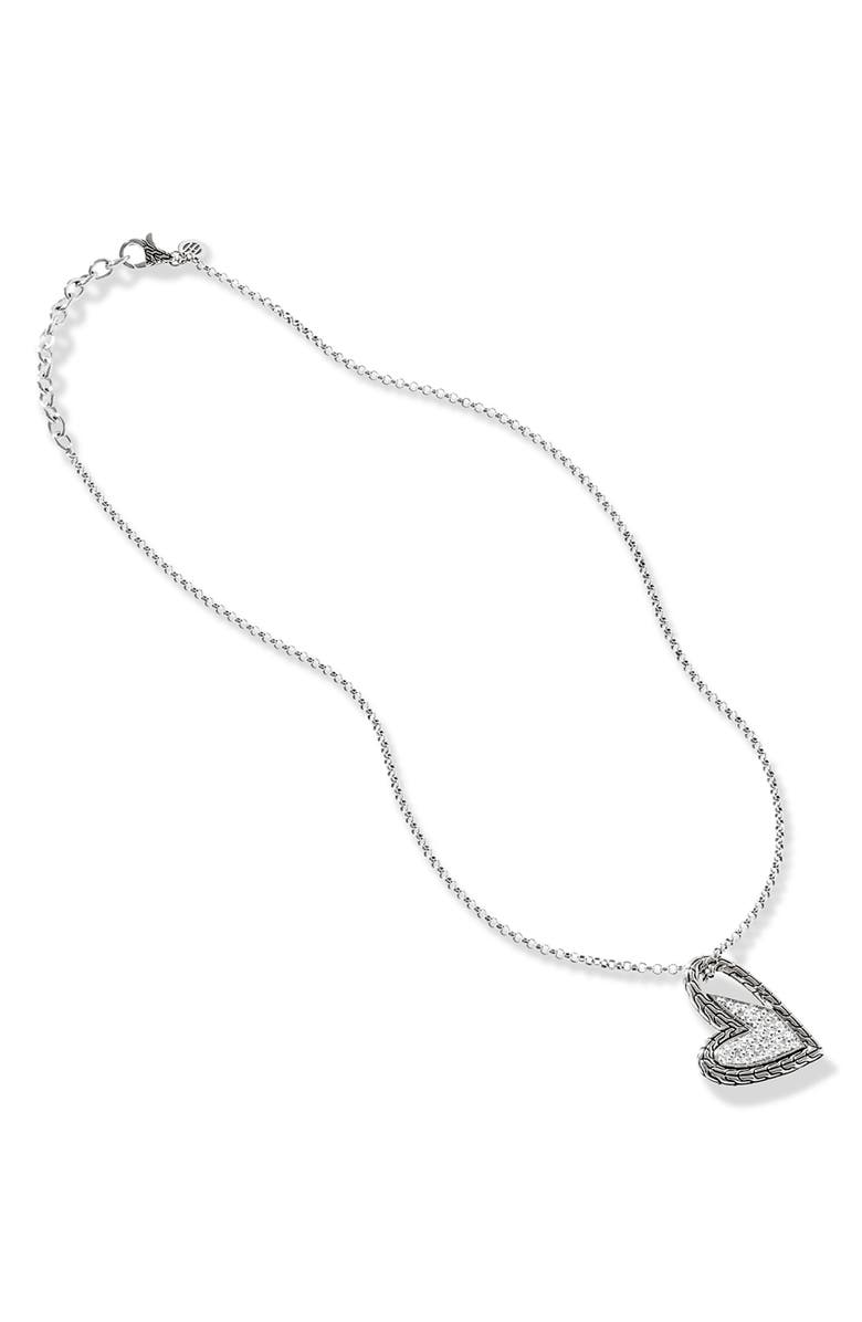 John Hardy Manah Pavé Diamond Heart Pendant Necklace, Main, color,