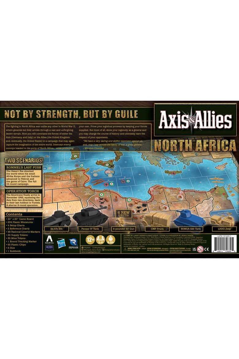Axis & Allies North Africa - WWII Strategy Board Game, Ages 12+, Alternate, color, Multicolored