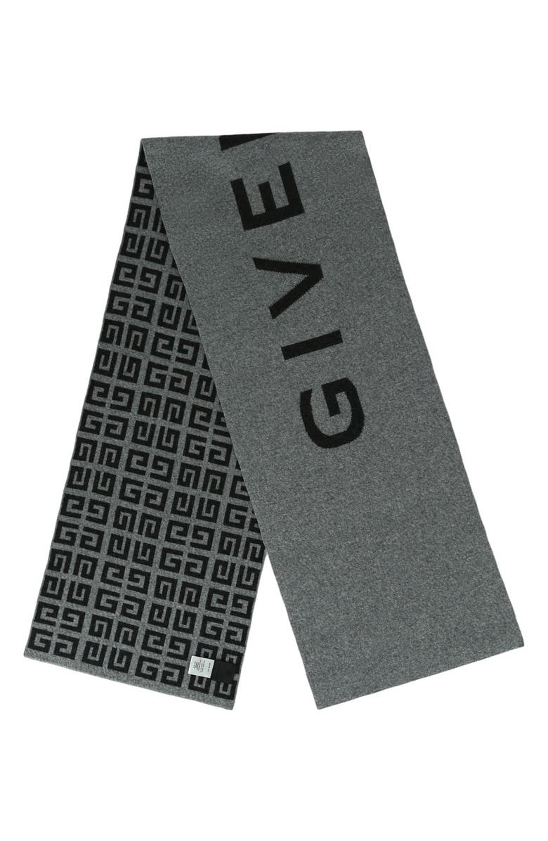 Givenchy Double Face 4G Wool & Cashmere Scarf, Alternate, color, Grey Multi