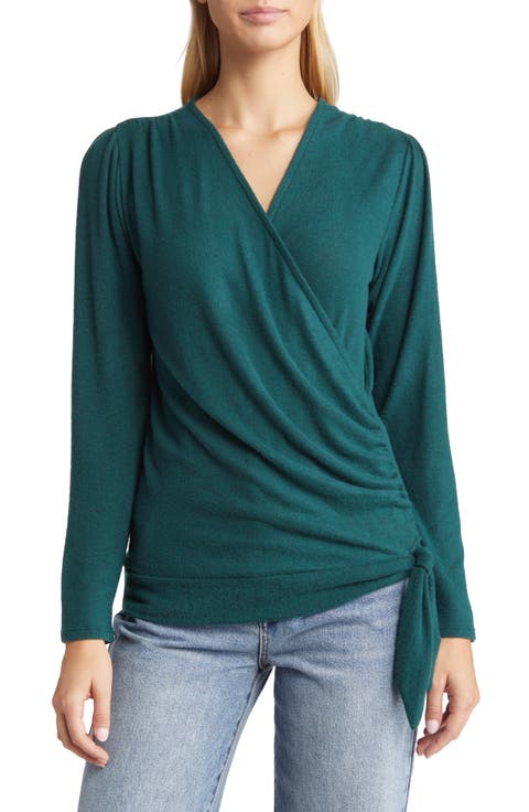 Long Sleeve Faux Wrap Top