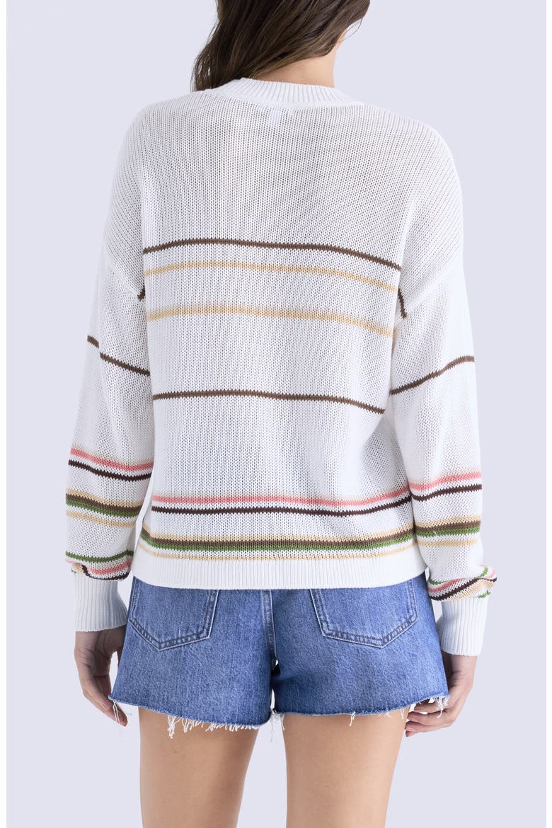 Eva Rib Knit Frayed Edge Cotton Sweater, Alternate, color, LIGHT TUMERIC MULTI STRIPE