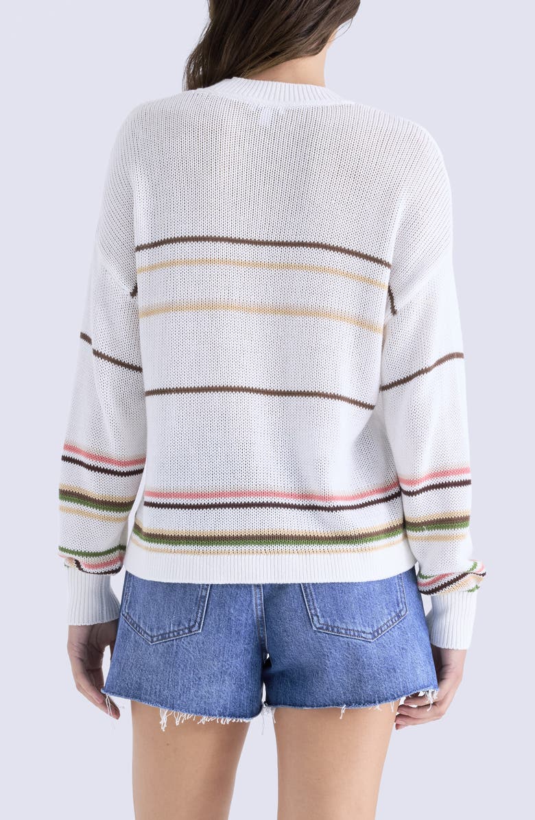 Pistola Eva Rib Knit Frayed Edge Cotton Sweater, Alternate, color, Light Tumeric Multi Stripe
