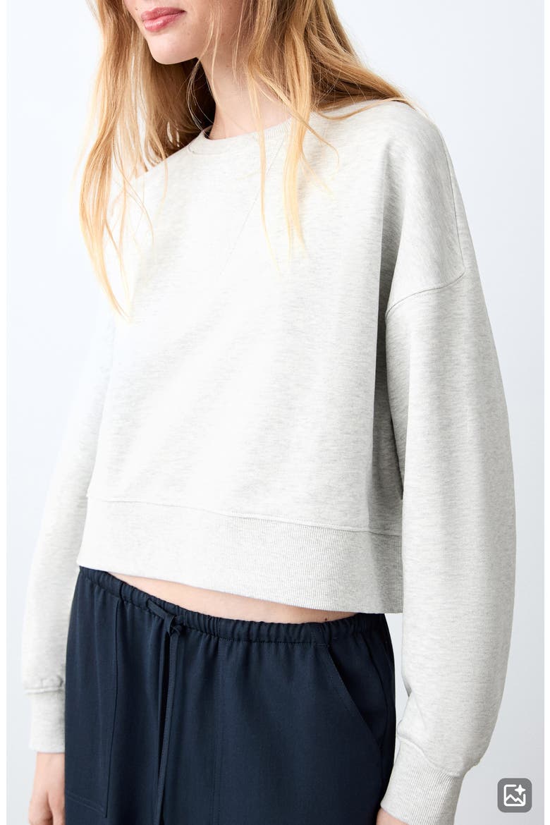 Crop Cotton Blend Sweatshirt, Main, color, LIGHT HEATHER GREY