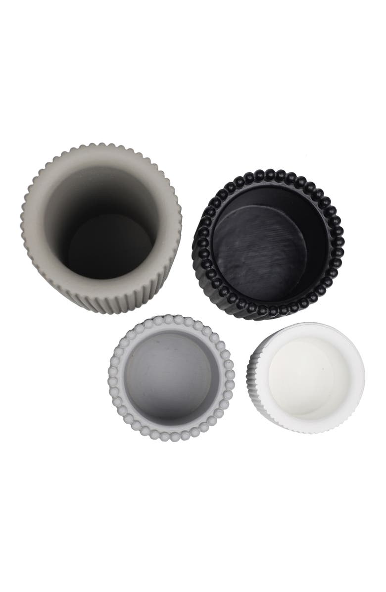 JONATHAN Y Noa Modern Minimalist Handmade Concrete Fluted Cylinder Planter Set, Alternate, color, Dark Gray