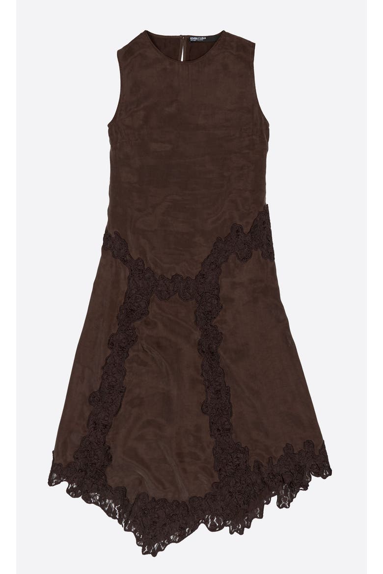 Lace Sleeveless Dress, Alternate, color, DARK BROWN
