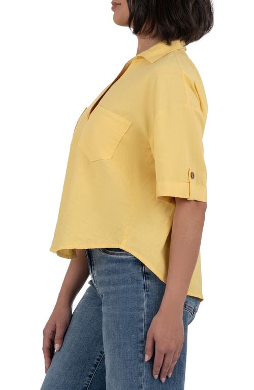 Kut From The Kloth Breland Boxy Linen Blend Button-up Shirt In Daffodil
