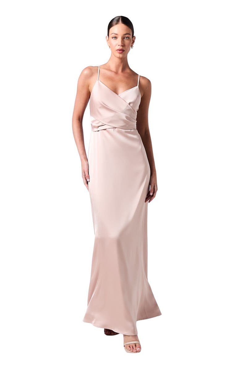 Coast Wrap Waist Satin Cami Bridesmaids Dress, Main, color, Mocha