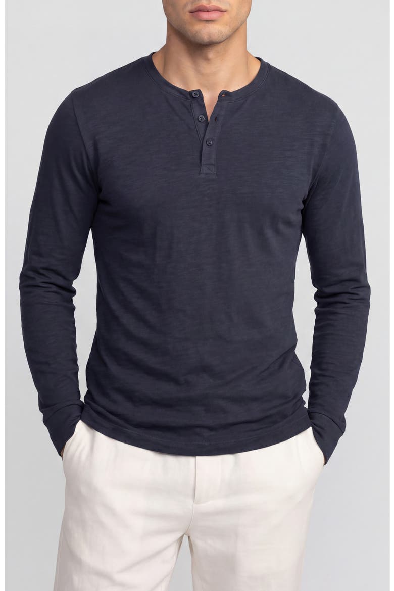 Air Weight Long Sleeve Cotton Henley, Main, color, MIDNIGHT