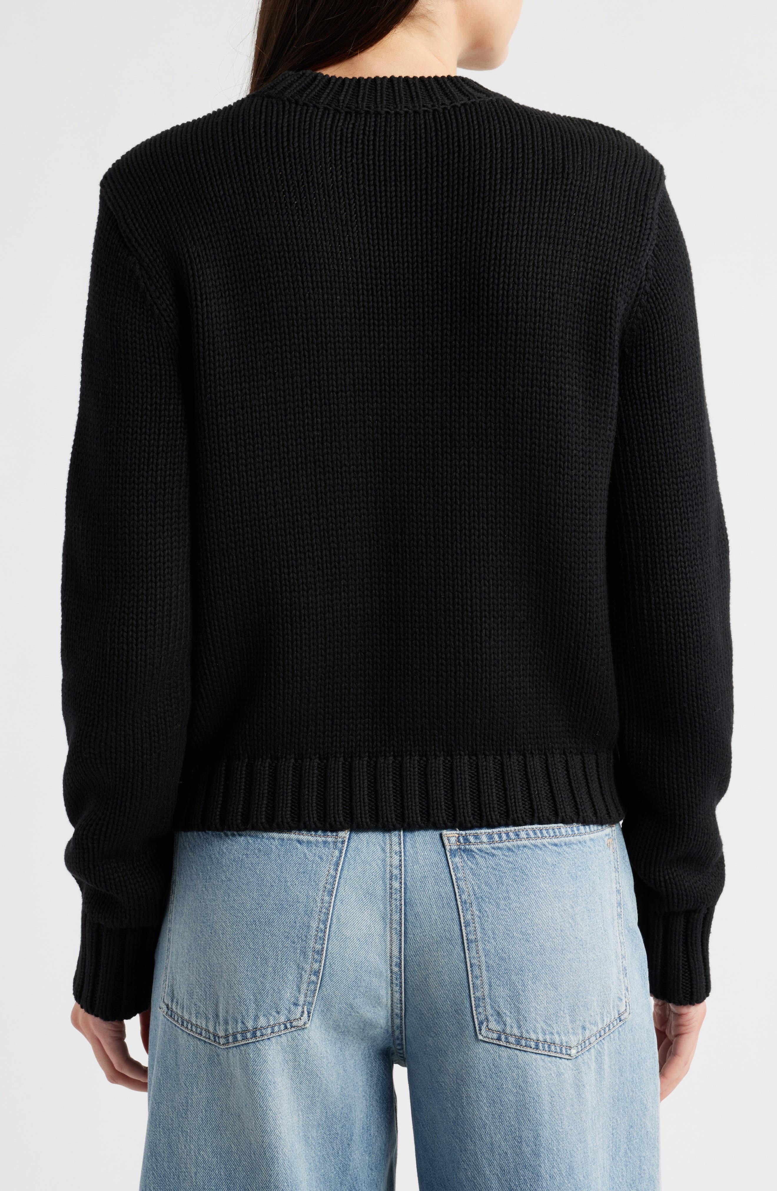 Solid Relaxed Cotton Sweater - image 2