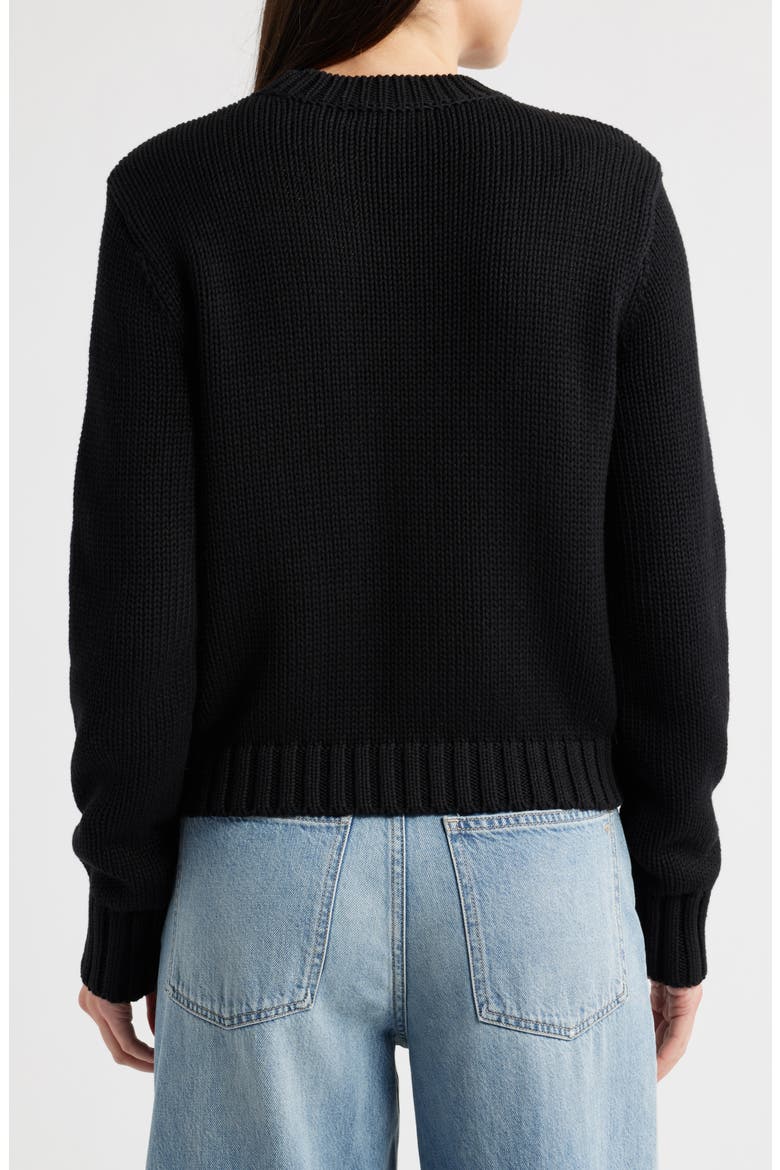 Solid Relaxed Cotton Sweater, Alternate, color, JET BLACK