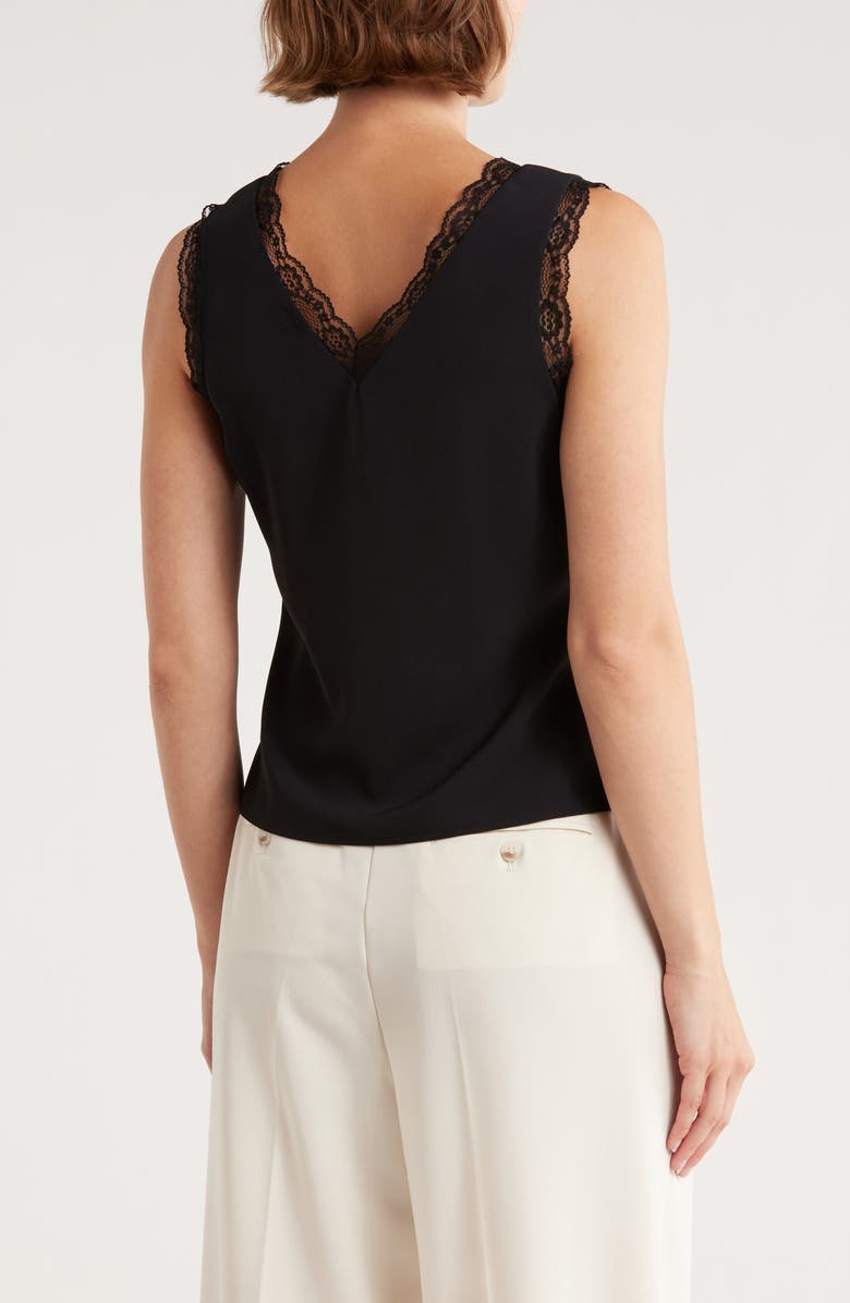 Elodie V-Neck Lace Trim Top, Alternate, color, Black