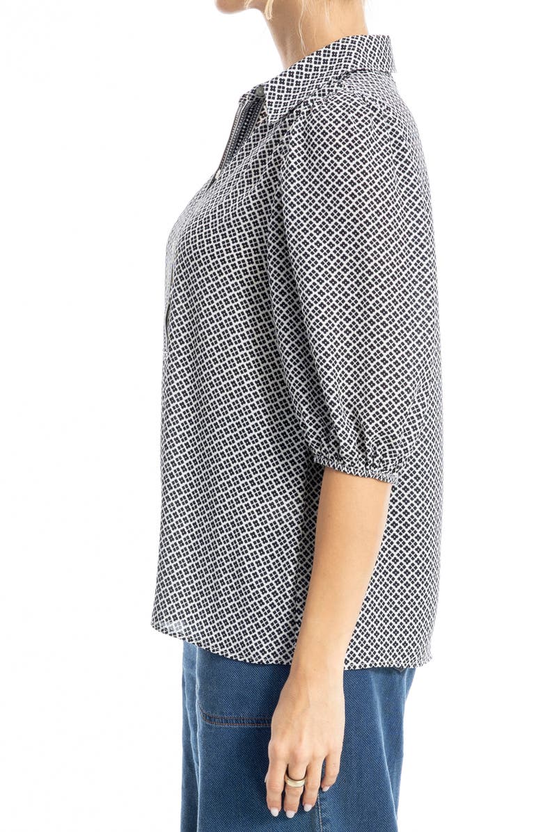 MAX STUDIO Elbow Sleeve Top, Alternate, color, Black Daisy Diamond/ Ivory