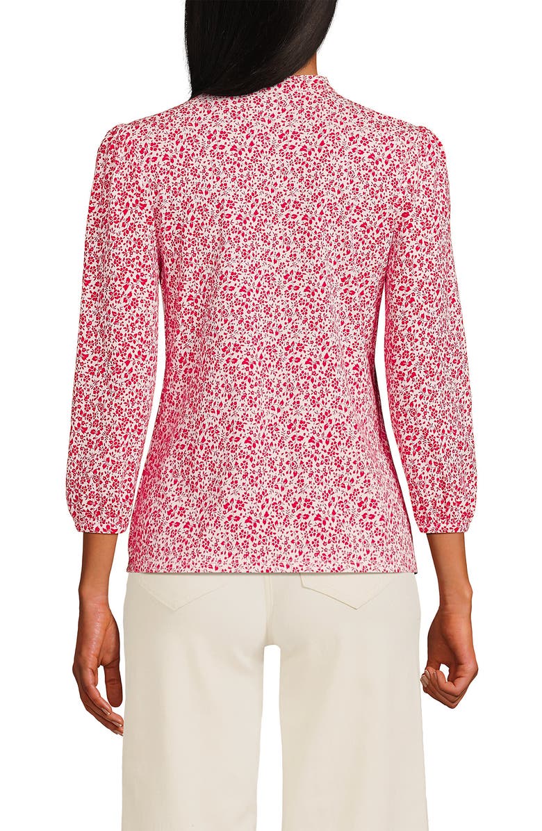 Lands' End Lightweight Jersey Button Pintuck Top, Alternate, color, Ivory/Berry Rouge Blossoms