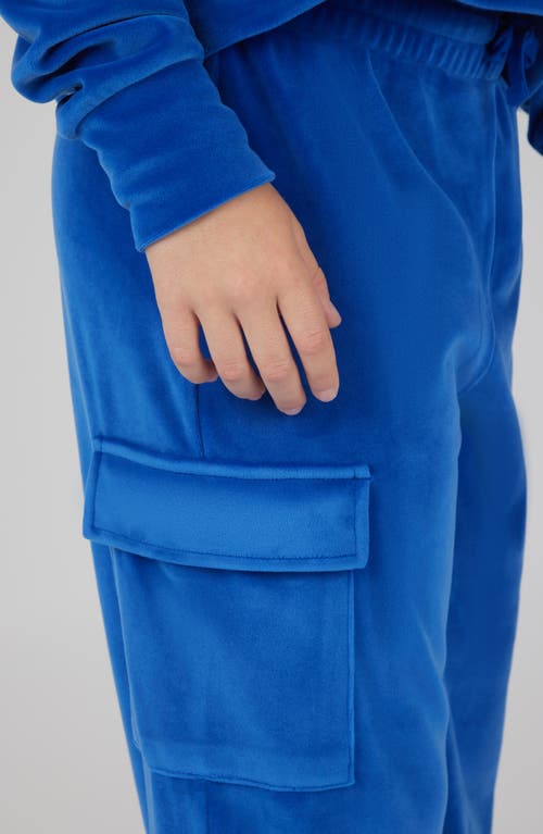 90 Degree By Reflex Kids' Velour Crew Pullover & Wide Leg Pants Set In Blue
