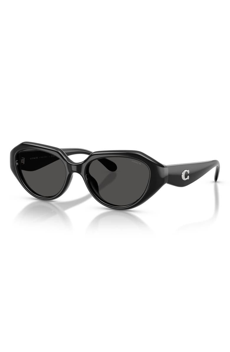 COACH 52mm Irregular Sunglasses, Alternate, color, Black / Grey Solid