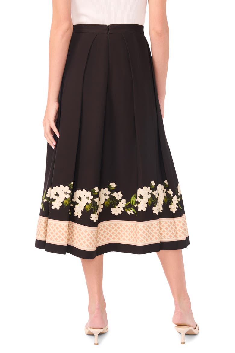 Kieran Placed Print Pleated Skirt, Alternate, color, RICH BLACK