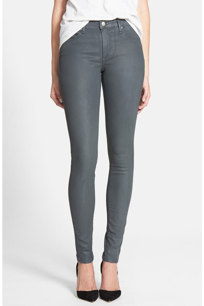 Coated Skinny Jeans, Main, color, GREY SKIES