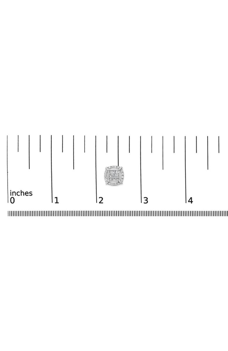 Haus of Brilliance Sterling Silver 1 Cttw Princess Cut Diamond Square Halo Stud Earrings, Alternate, color, Silver