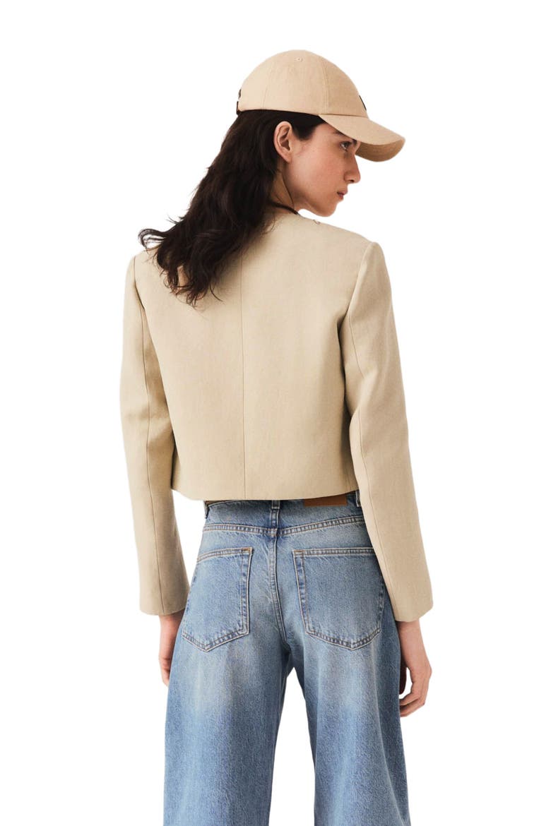 Short linen blend jacket, Alternate, color, Beige
