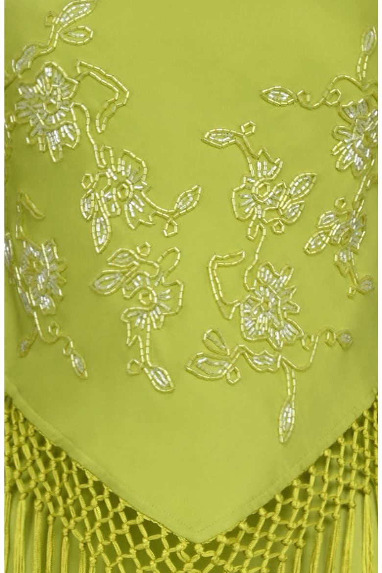 Sareena Bead Embellished Fringe Halter Dress, Alternate, color, PEAR
