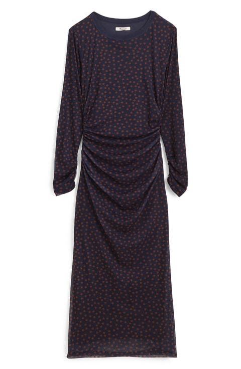 Long Sleeve Ruched Midi Dress