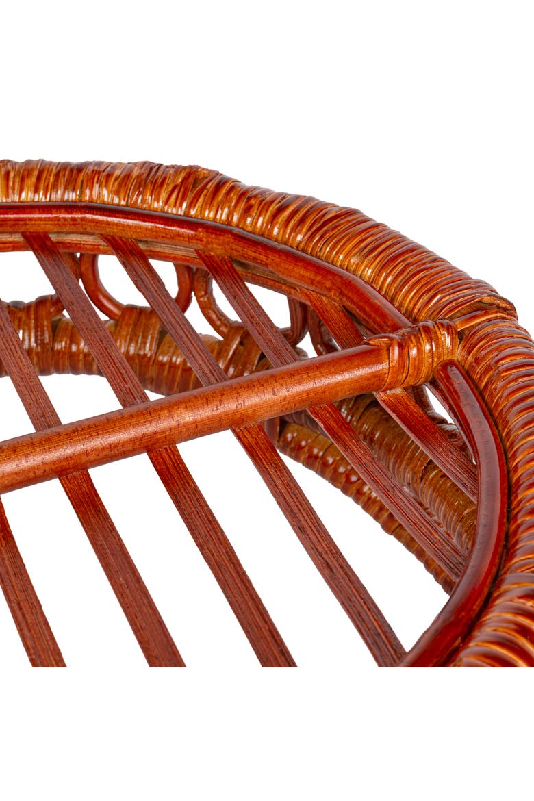 Cassini Handcrafted Rattan Oval Geometric Loop Ring Decorative Serving Tray with Handles and Slat Base, Alternate, color, Auburn