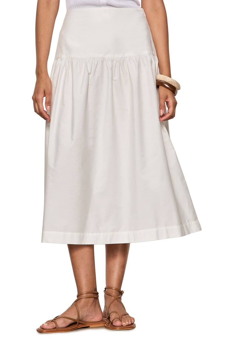 Matter of Time Cotton Poplin Midi Skirt, Main, color, WHITE