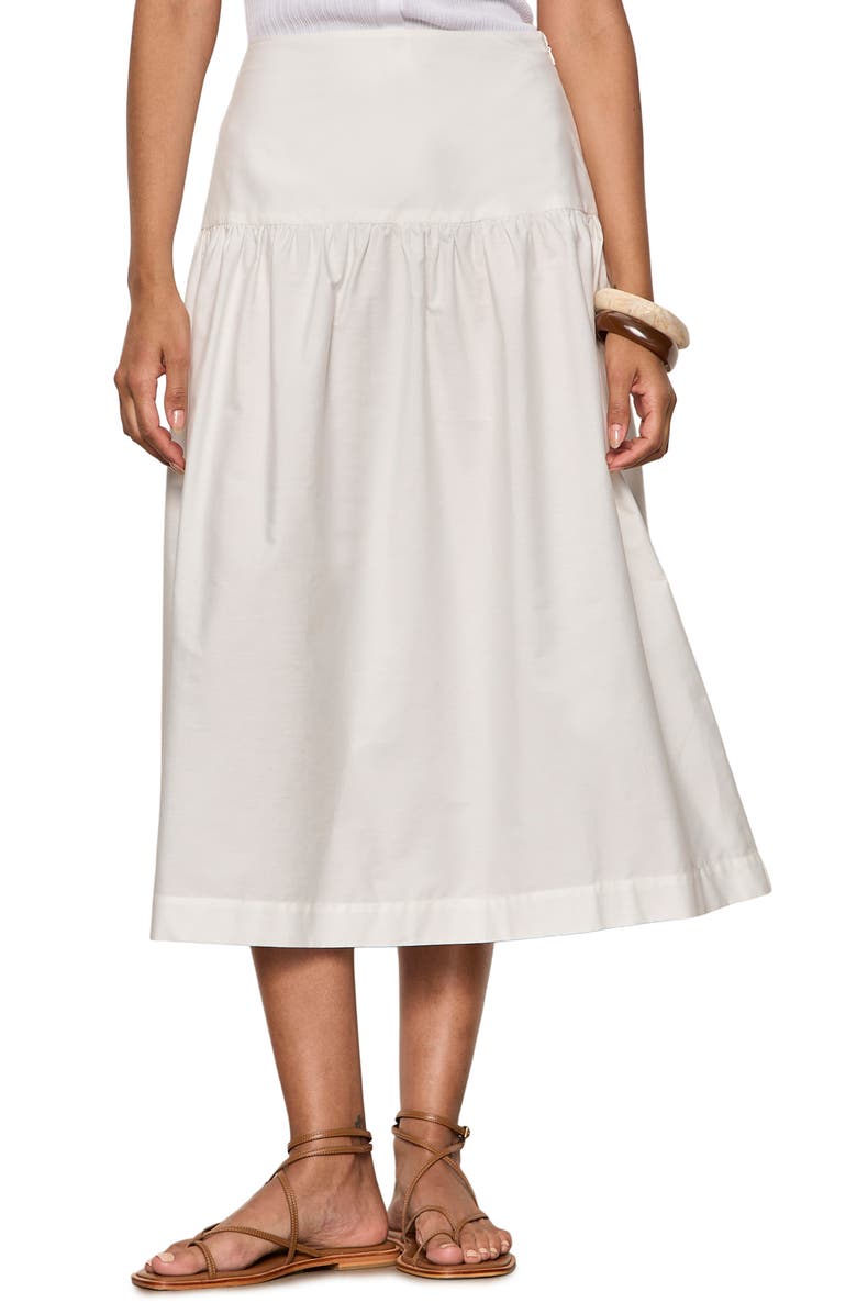 Sanctuary Matter of Time Cotton Poplin Midi Skirt, Main, color, White