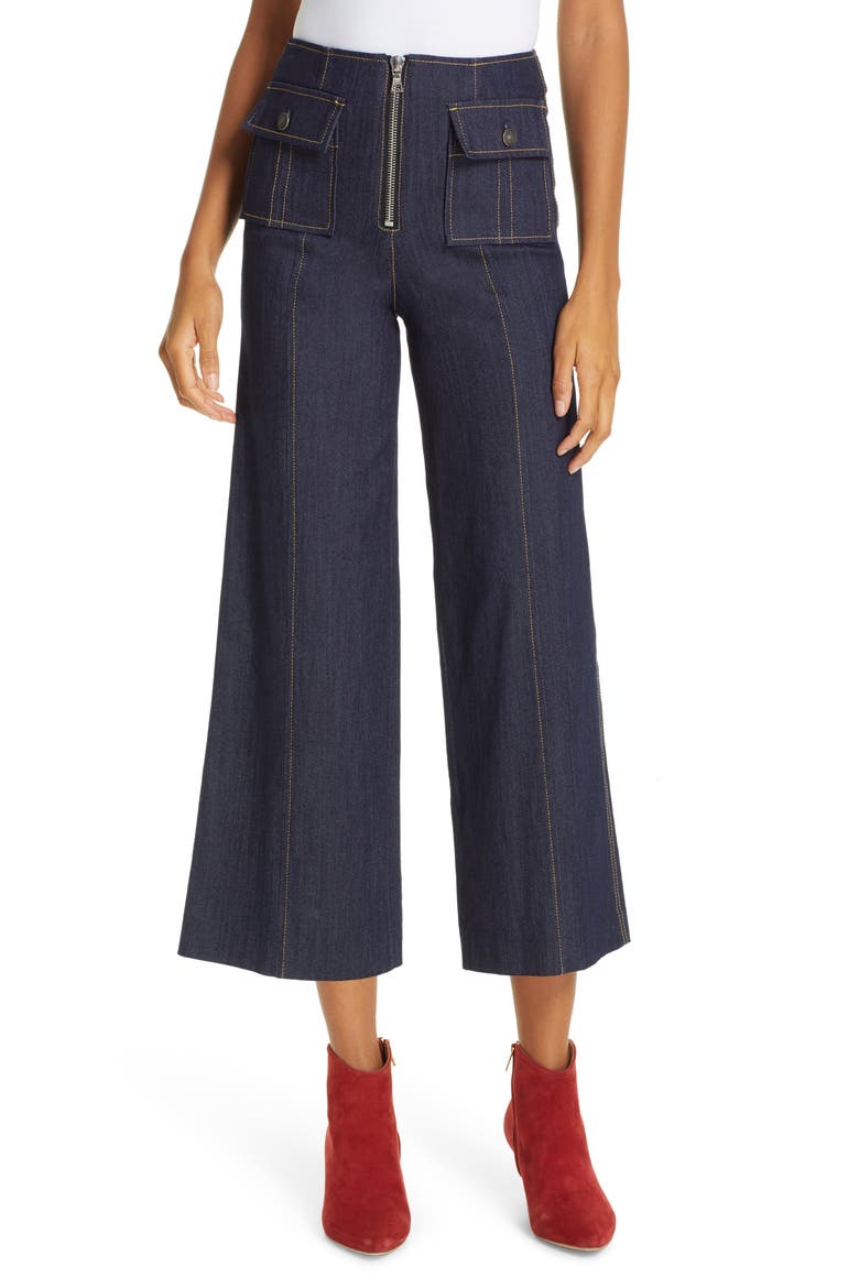 Azure Crop Wide Leg Jeans, Main, color, INDIGO