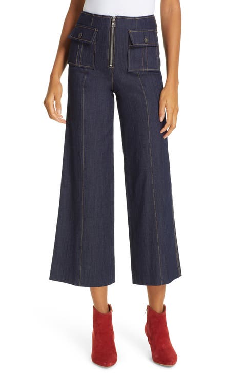 Azure Crop Wide Leg Jeans