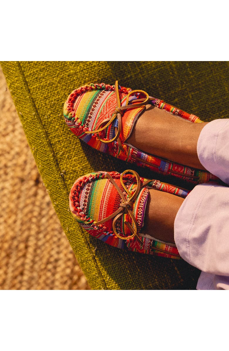 Minnetonka Cally Faux Fur Lined Slipper, Alternate, color, Frisco Stripe