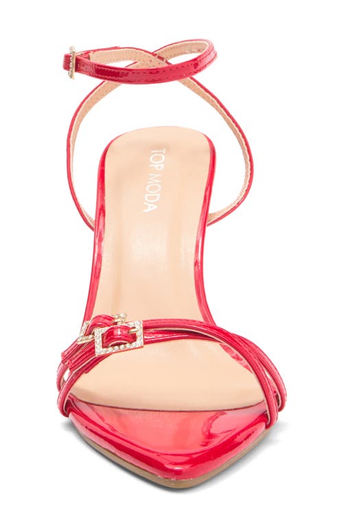 Top Guy Shoes Wynn Buckle Pointed Toe Sandal In Red Patent