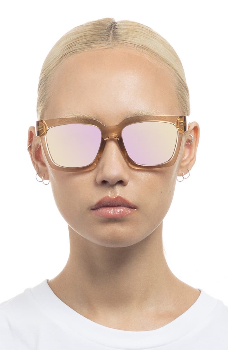 Le Specs Weekend Riot 56mm Mirrored Rectangular Sunglasses, Alternate, color, 