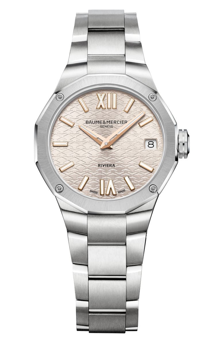 Baume & Mercier Riviera 10810 Bracelet Watch, 33mm, Main, color, Silver
