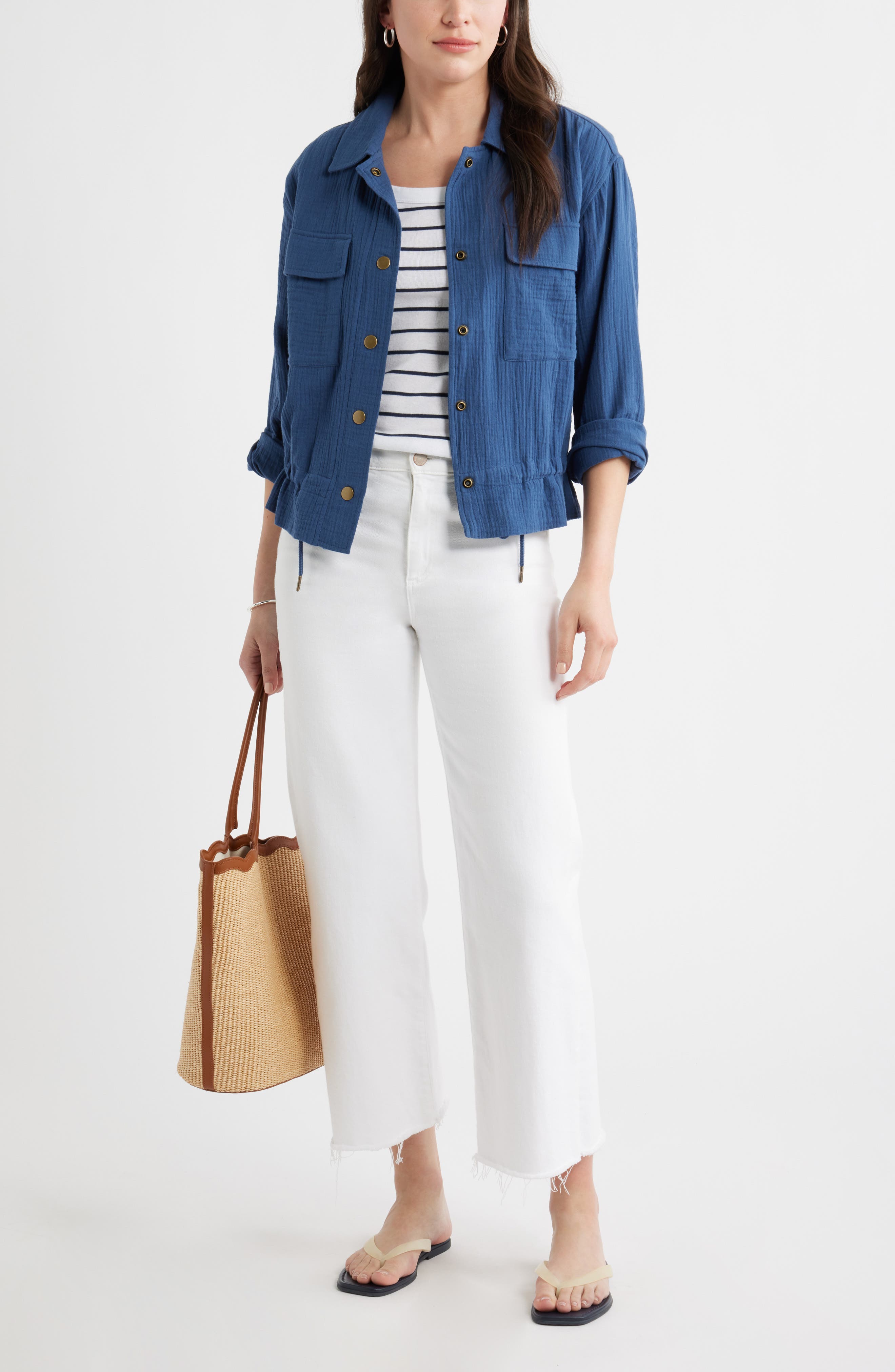Женские Caslon® Cotton Gauze Utility Jacket — фото 2