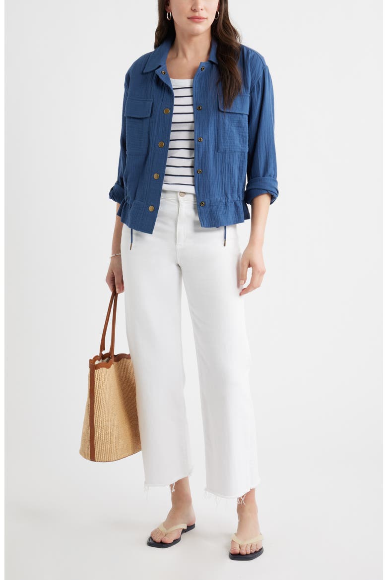Cotton Gauze Utility Jacket, Alternate, color, NAVY DENIM