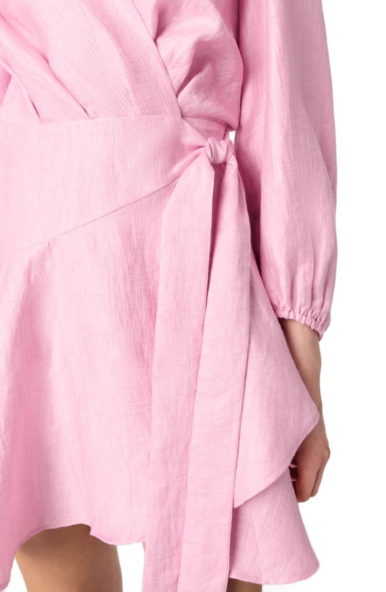 maje Linen wrap dress, Alternate, color, 