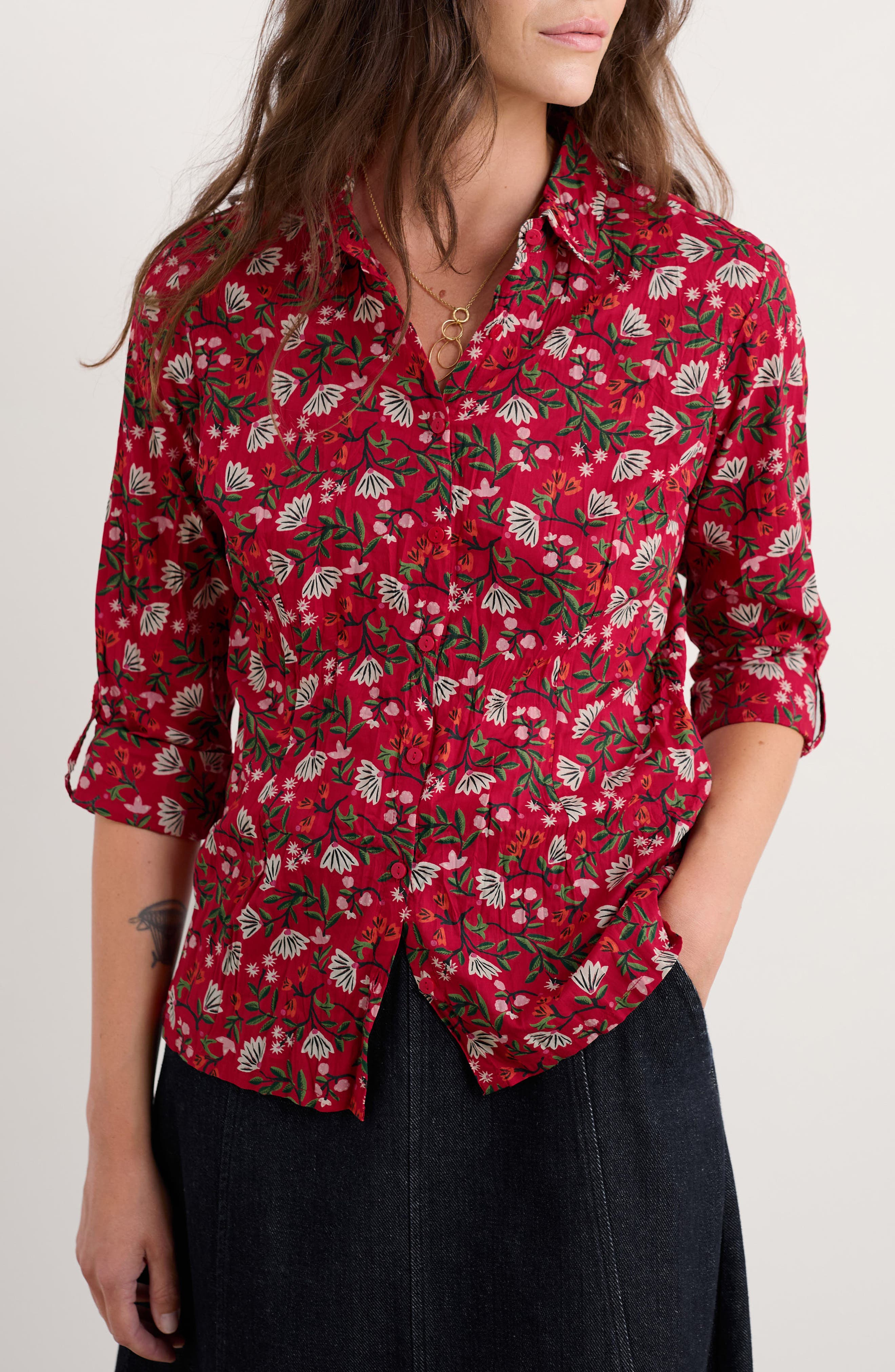 Larissa Printed Organic Cotton Button-Up Shirt - image 3