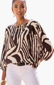 LASCANA Boat Neck Balloon Sleeve Blouse
