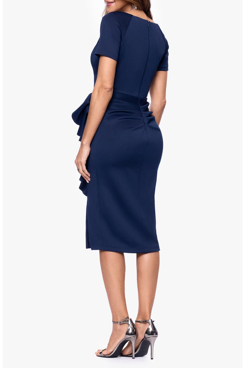 Ruffle Scuba Cocktail Dress, Alternate, color, MIDNIGHT