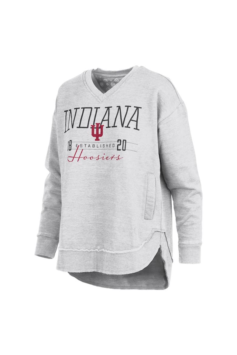 Women's Pressbox  Heather Gray Indiana Hoosiers Marcus East Hall Poncho V-Neck Sweatshirt, Alternate, color, Heather Gray