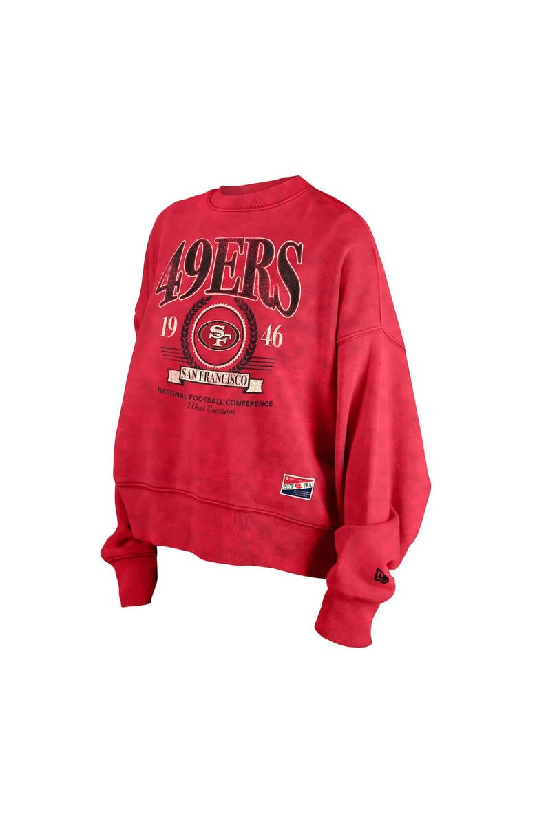 New Era Women's New Era Scarlet San Francisco 49ers Throwback Boxy Sweatshirt, Alternate, color,