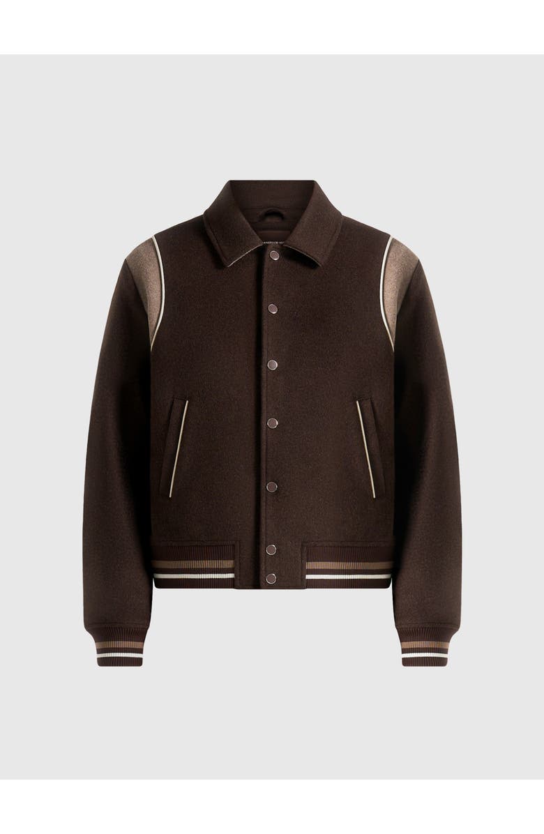 Manière De Voir Nico Contrast Wool Varsity Jacket, Alternate, color, Brown