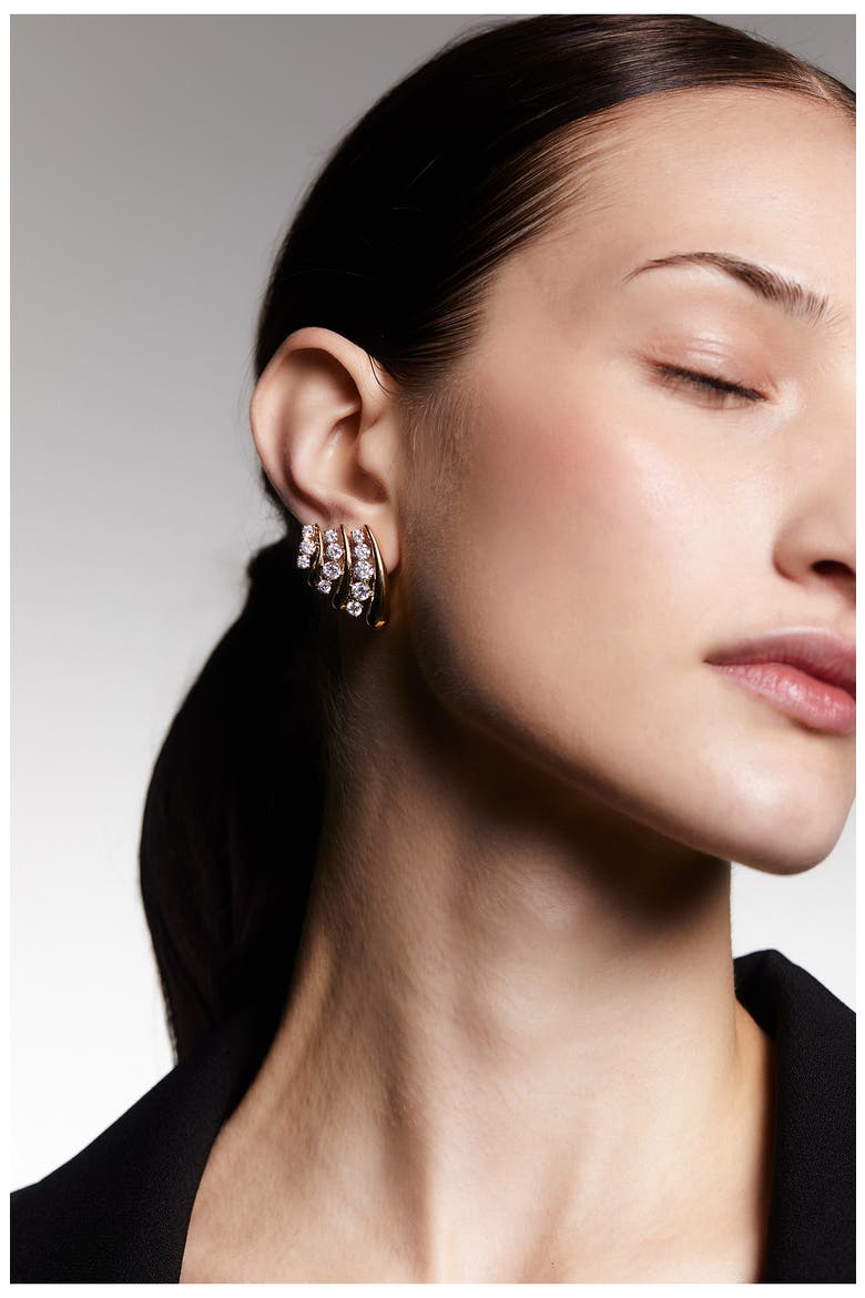 Phenom Multi J-Hoop Earrings, Alternate, color, GOLD