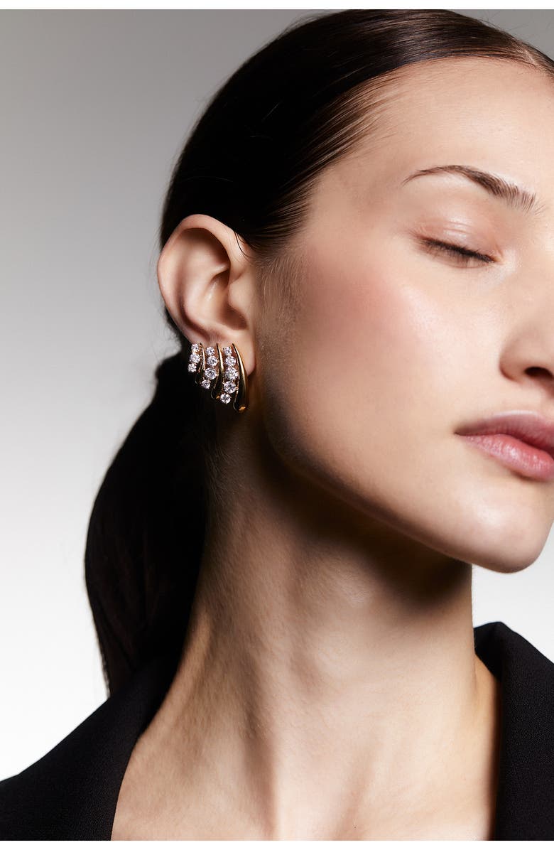 Nadri Phenom Multi J-Hoop Earrings, Alternate, color, Gold