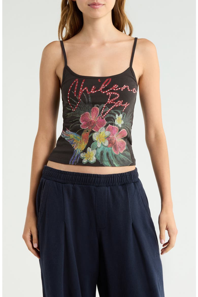 Chileno Bay Graphic Floral Camisole, Main, color, BLACK
